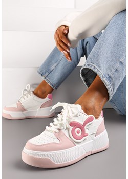 Biało-Różowe Sneakersy na Niskiej Platformie z Wypukłą Ozdobą Irasa ze sklepu renee.pl w kategorii Buty sportowe damskie - zdjęcie 171909968