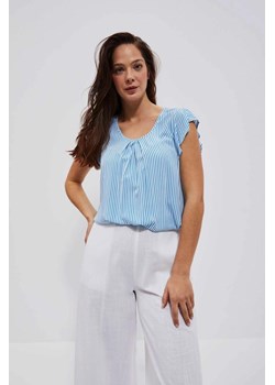 Luźna koszula z krótkim rękawem biało niebieska ze sklepu 5.10.15 w kategorii Bluzki damskie - zdjęcie 171932986