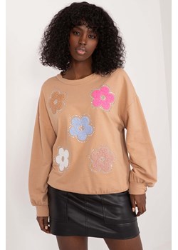 Bawełniana bluza beżowa damska w kolorowe kwiaty ze sklepu 5.10.15 w kategorii Bluzy damskie - zdjęcie 171933019