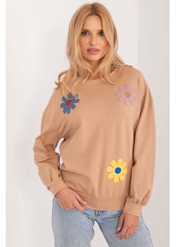 Beżowa bluza damska w kolorowe kwiaty ze sklepu 5.10.15 w kategorii Bluzy damskie - zdjęcie 171933066