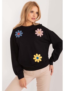 Czarna bluza damska w kolorowe kwiaty z bawełny ze sklepu 5.10.15 w kategorii Bluzy damskie - zdjęcie 171933068