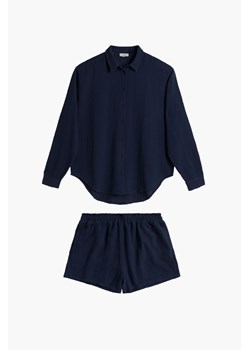Piżama muślinowa oversize koszula i krótkie spodenki - granatowa - Atlantic ze sklepu 5.10.15 w kategorii Piżamy damskie - zdjęcie 171933087
