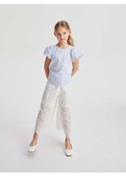 Reserved - Kroszetowe spodnie - biały ze sklepu Reserved w kategorii Spodnie dziewczęce - zdjęcie 171933976