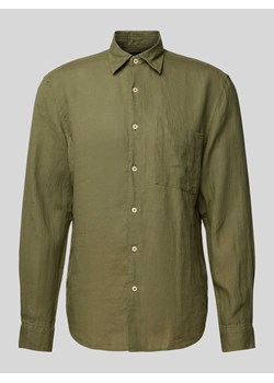 Koszula lniana o kroju regular fit z kieszenią na piersi ze sklepu Peek&Cloppenburg  w kategorii Koszule męskie - zdjęcie 171934817