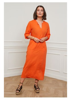 Curvy Lady Lniana sukienka w kolorze pomarańczowym ze sklepu Limango Polska w kategorii Sukienki - zdjęcie 171935509