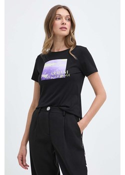 Armani Exchange t-shirt bawełniany damski kolor czarny 3DYT55 YJ3RZ ze sklepu ANSWEAR.com w kategorii Bluzki damskie - zdjęcie 171940316