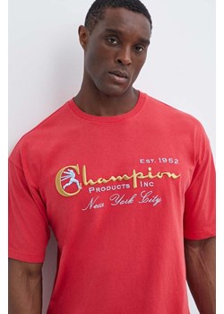 Champion t-shirt bawełniany męski kolor czerwony z aplikacją 219998 ze sklepu ANSWEAR.com w kategorii T-shirty męskie - zdjęcie 171940407