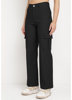 Czarne Spodnie Szerokie z Kieszeniami na Klapy  Allepinea ze sklepu Born2be Odzież w kategorii Spodnie damskie - zdjęcie 171941787