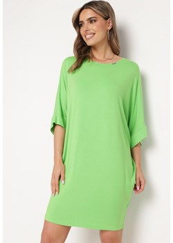 Jasnozielona Wiskozowa Sukienka w Stylu T-shirt z Krótkim Rękawem Fianessa ze sklepu Born2be Odzież w kategorii Sukienki - zdjęcie 171942219