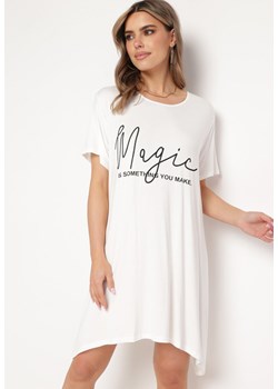 Biała Wiskozowa Klasyczna Sukienka z Napisem Neliada ze sklepu Born2be Odzież w kategorii Sukienki - zdjęcie 171942226