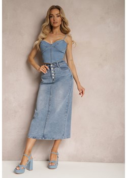 Niebieska Bawełniana Spódnica Jeansowa High Waist Qulara ze sklepu Renee odzież w kategorii Spódnice - zdjęcie 171942886