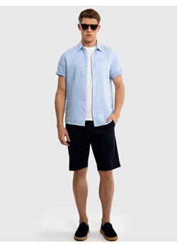 Lniana koszula męska z krótkim rękawem błękitna Linani 400 ze sklepu Big Star w kategorii Koszule męskie - zdjęcie 171944326