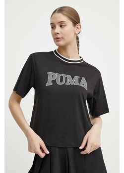 Puma t-shirt bawełniany  SQUAD damski kolor czarny 677903 ze sklepu ANSWEAR.com w kategorii Bluzki damskie - zdjęcie 171950505