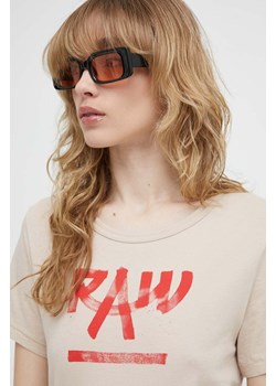 G-Star Raw t-shirt bawełniany damski kolor beżowy ze sklepu ANSWEAR.com w kategorii Bluzki damskie - zdjęcie 171950749