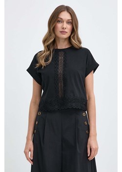 Twinset t-shirt bawełniany damski kolor czarny ze sklepu ANSWEAR.com w kategorii Bluzki damskie - zdjęcie 171950875