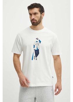New Balance t-shirt bawełniany męski kolor beżowy z nadrukiem MT41577SST ze sklepu ANSWEAR.com w kategorii T-shirty męskie - zdjęcie 171950907