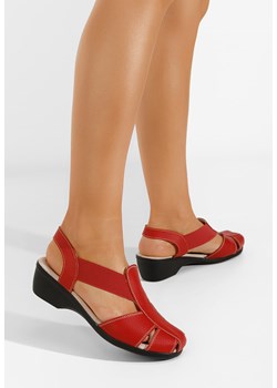 Czerwone sandały na niskim obcasie Melona V4 ze sklepu Zapatos w kategorii Sandały damskie - zdjęcie 171951426