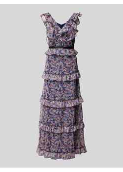 Sukienka wieczorowa z kwiatowym wzorem i dekoltem w serek ze sklepu Peek&Cloppenburg  w kategorii Sukienki - zdjęcie 171952459