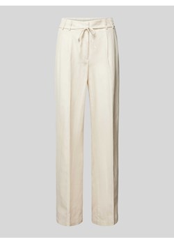 Spodnie z zakładkami w pasie o kroju regular fit z mieszanki bawełny i lnu ze sklepu Peek&Cloppenburg  w kategorii Spodnie damskie - zdjęcie 171952705