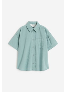 H & M - Popelinowa koszula z mieszanki zawierającej len - Turkusowy ze sklepu H&M w kategorii Koszule chłopięce - zdjęcie 171953235