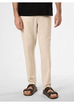 BOSS Spodnie z zawartością lnu - Kane-DS Mężczyźni Bawełna beżowy jednolity ze sklepu vangraaf w kategorii Spodnie męskie - zdjęcie 171956608