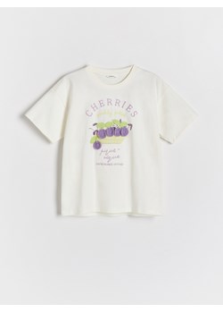 Reserved - T-shirt z aplikacją - złamana biel ze sklepu Reserved w kategorii Bluzki dziewczęce - zdjęcie 171958917