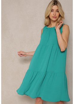 Zielona Sukienka o Rozkloszowanym Kroju z Falbanką bez Rękawów Tariana ze sklepu Renee odzież w kategorii Sukienki - zdjęcie 171959566