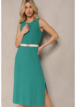 Zielona Sukienka o Pudełkowym Fasonie bez Rękawów z Rozcięciami Obilira ze sklepu Renee odzież w kategorii Sukienki - zdjęcie 171959636