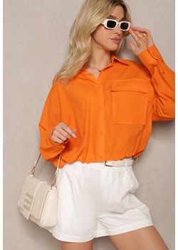 Pomarańczowa Koszula z Bawełny z Dłuższym Tyłem i Gumką z Możliwością Ściągnięcia Sasina ze sklepu Renee odzież w kategorii Koszule damskie - zdjęcie 171959927