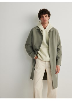 Reserved - Płaszcz z domieszką wiskozy - zielony ze sklepu Reserved w kategorii Płaszcze męskie - zdjęcie 171960807