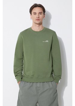 A.P.C. bluza bawełniana sweat item męska kolor zielony gładka COFBQ-H27608 ze sklepu PRM w kategorii Bluzy męskie - zdjęcie 171962285