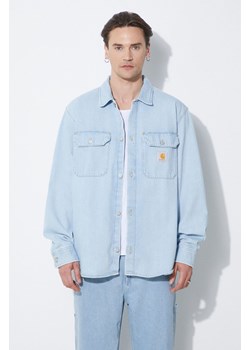 Carhartt WIP kurtka jeansowa Harvey Shirt Jac męska kolor niebieski przejściowa I033346.112 ze sklepu PRM w kategorii Kurtki męskie - zdjęcie 171962425