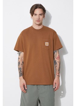 Carhartt WIP t-shirt bawełniany S/S Field Pocket T-Shirt męski kolor brązowy gładki I033265.HZXX ze sklepu PRM w kategorii T-shirty męskie - zdjęcie 171962848