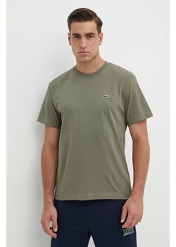 Lacoste t-shirt bawełniany męski kolor zielony gładki ze sklepu PRM w kategorii T-shirty męskie - zdjęcie 171962856