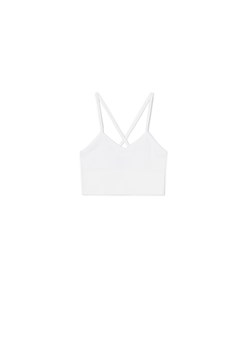 Cropp - Biały top z ramiączkami na skos - biały ze sklepu Cropp w kategorii Bluzki damskie - zdjęcie 171963749
