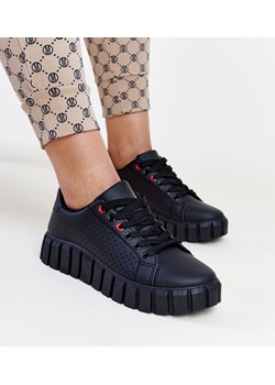 Czarne sneakersy na masywnej podeszwie Nesibe ze sklepu gemre w kategorii Trampki damskie - zdjęcie 171977515