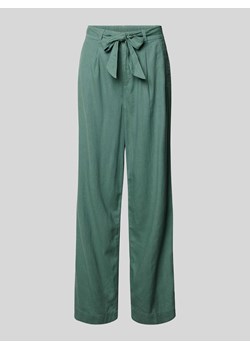 Spodnie w jednolitym kolorze z wiązanym paskiem ze sklepu Peek&Cloppenburg  w kategorii Spodnie damskie - zdjęcie 171977826