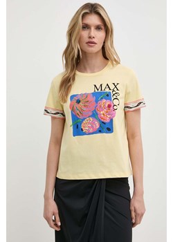 MAX&amp;Co. t-shirt bawełniany damski kolor żółty 2416971024200 ze sklepu ANSWEAR.com w kategorii Bluzki damskie - zdjęcie 171981756