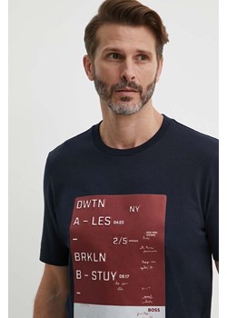 BOSS t-shirt bawełniany męski kolor granatowy z aplikacją 50512131 ze sklepu ANSWEAR.com w kategorii T-shirty męskie - zdjęcie 171981786