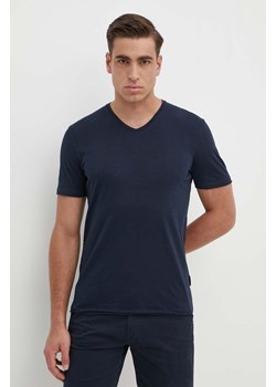 Sisley t-shirt bawełniany męski kolor granatowy gładki ze sklepu ANSWEAR.com w kategorii T-shirty męskie - zdjęcie 171981807