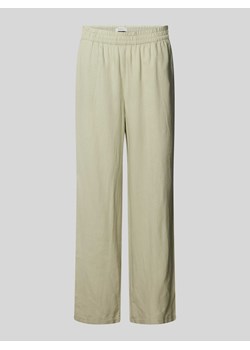 Spodnie lniane w jednolitym kolorze ze sklepu Peek&Cloppenburg  w kategorii Spodnie damskie - zdjęcie 171982895
