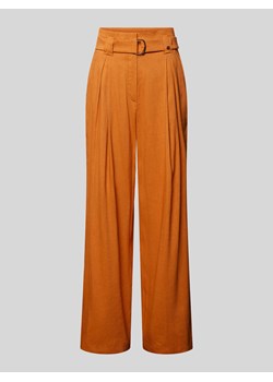 Spodnie lniane rozkloszowane z paskiem ze sklepu Peek&Cloppenburg  w kategorii Spodnie damskie - zdjęcie 171982919