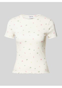 T-shirt z efektem prążkowania i kwiatowym wzorem ze sklepu Peek&Cloppenburg  w kategorii Bluzki damskie - zdjęcie 171982926