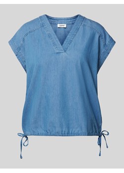 Bluzka z efektem denimu i dekoltem w serek ze sklepu Peek&Cloppenburg  w kategorii Bluzki damskie - zdjęcie 171982996
