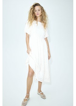 H & M - Sukienka midi z bufiastym rękawem - Biały ze sklepu H&M w kategorii Sukienki - zdjęcie 171983308