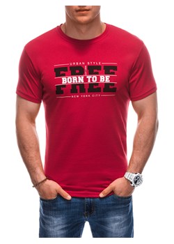 T-shirt męski z nadrukiem 1924S - czerwony ze sklepu Edoti w kategorii T-shirty męskie - zdjęcie 171983839