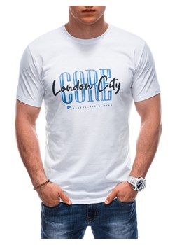 T-shirt męski z nadrukiem 1922S - biały ze sklepu Edoti w kategorii T-shirty męskie - zdjęcie 171983865