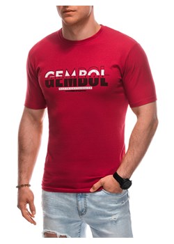 T-shirt męski z nadrukiem 1921S - czerwony ze sklepu Edoti w kategorii T-shirty męskie - zdjęcie 171983876
