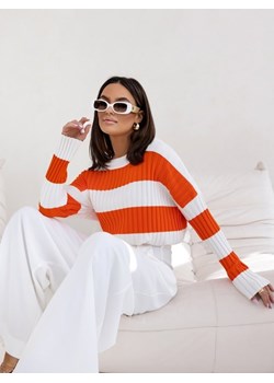 Sweter Milo Stripes Pomarańczowy ze sklepu Lisa Mayo w kategorii Swetry damskie - zdjęcie 171986755
