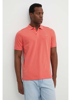 Gant polo bawełniane kolor różowy gładki ze sklepu ANSWEAR.com w kategorii T-shirty męskie - zdjęcie 171987625